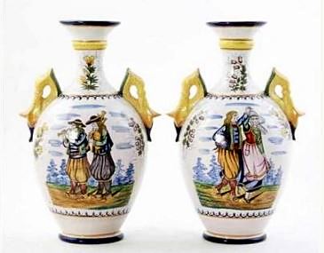 Pair Henriot Quimper vases amphora-form